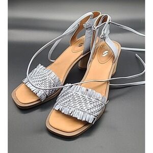 Sarto Franco Sarto Size 8.5 Women's Fringe Heeled Sandals Light Blue‎ ankle tie